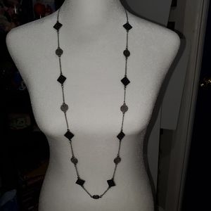 Silver + Black Long Necklace